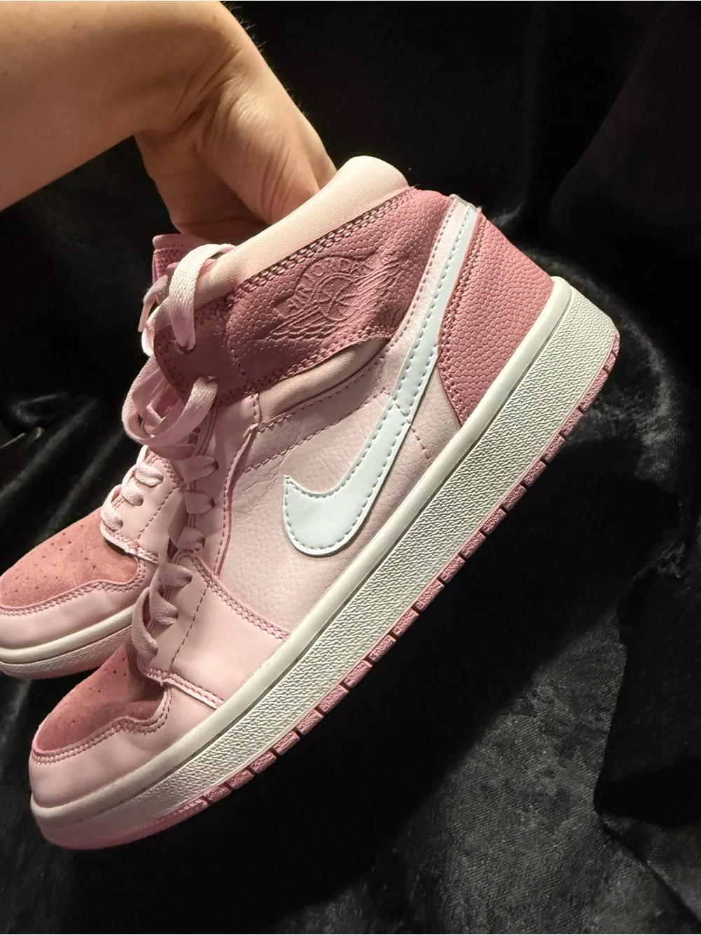 Jordan Women's Mid-Top Sneakers in Light Pink and White-9.5 women's